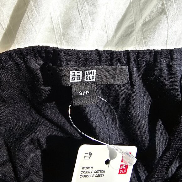 NWT Uniqlo Crinkle Cotton Camisole Dress - 2024 - Black - Sz S - Picture 5 of 11